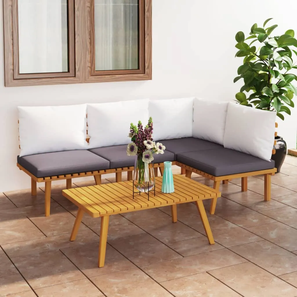 vidaXL Set Divani da Giardino 5 pz con Cuscini in Massello di Acacia