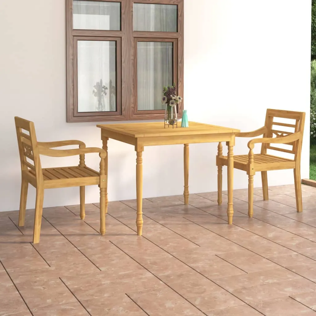 vidaXL Set da Pranzo per Giardino 3 pz Legno Massello di Teak