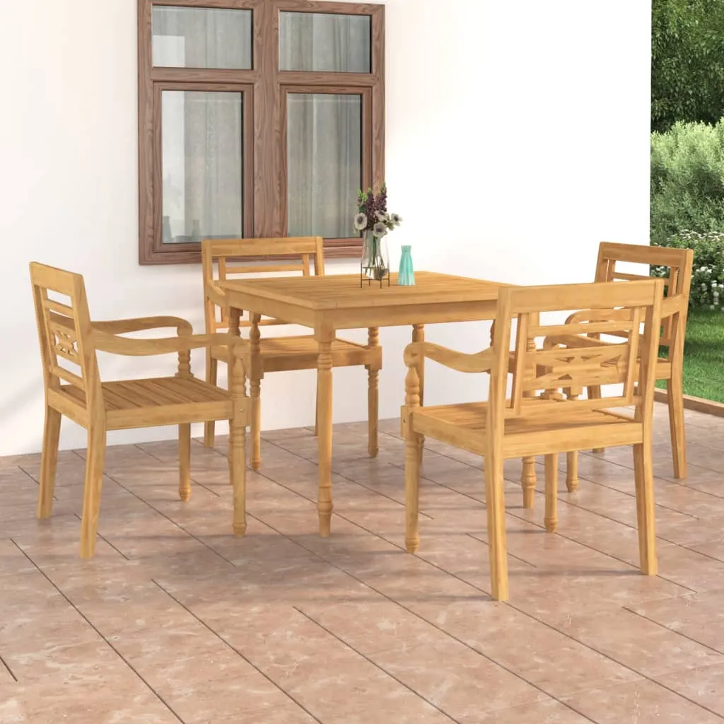 vidaXL Set da Pranzo da Giardino 5 pz in Legno Massello di Teak