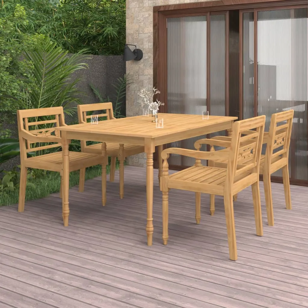 vidaXL Set da Pranzo da Giardino 5 pz in Legno Massello di Teak