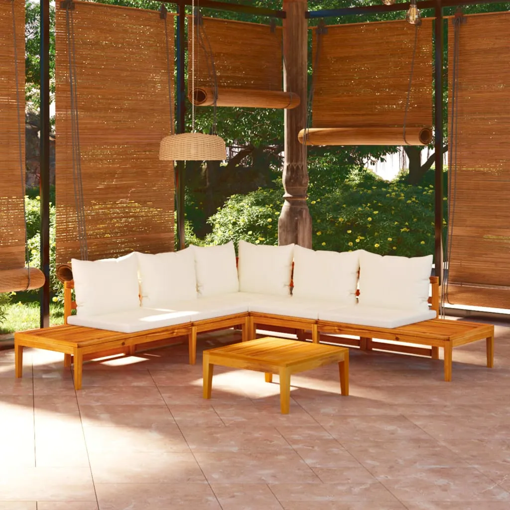 vidaXL Set Divani Giardino 4 pz Cuscini Bianco Crema in Legno d'Acacia