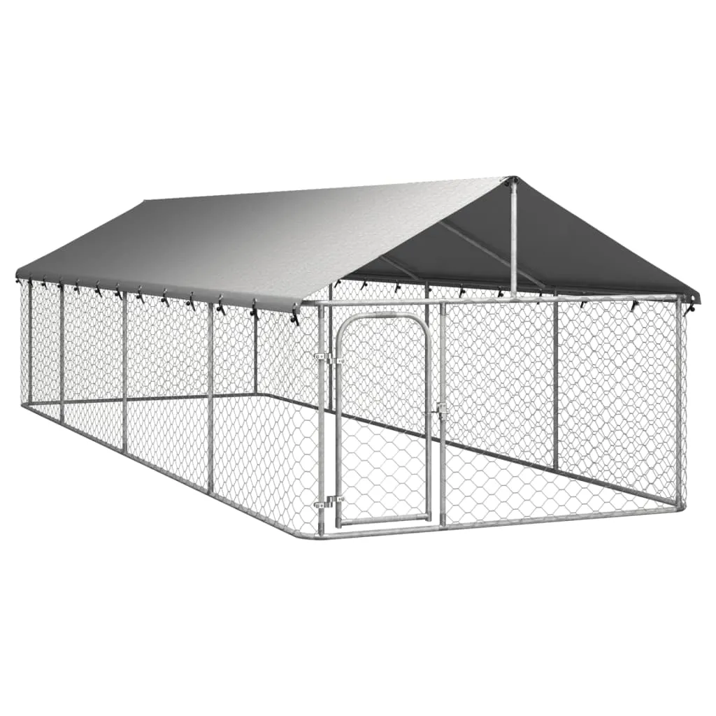 vidaXL Gabbia per Cani da Esterno con Tetto 600x200x150 cm