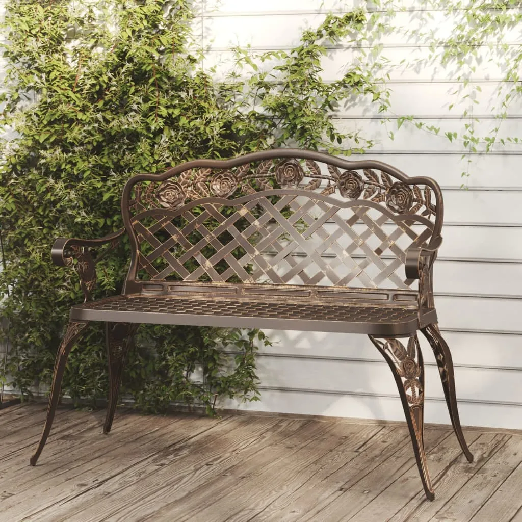 vidaXL Panchina da Giardino 108 cm in Alluminio Pressofuso Bronzo