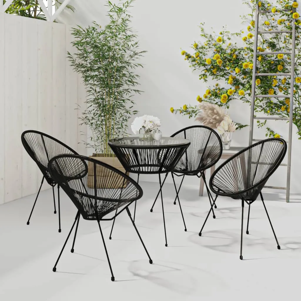 vidaXL Set da Pranzo per Giardino 5 pz Nero