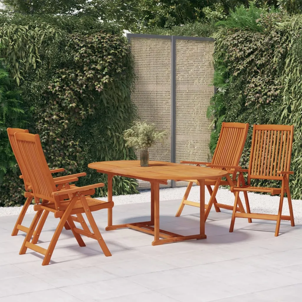 vidaXL Set da Pranzo per Giardino 5 pz in Legno Massello di Eucalipto