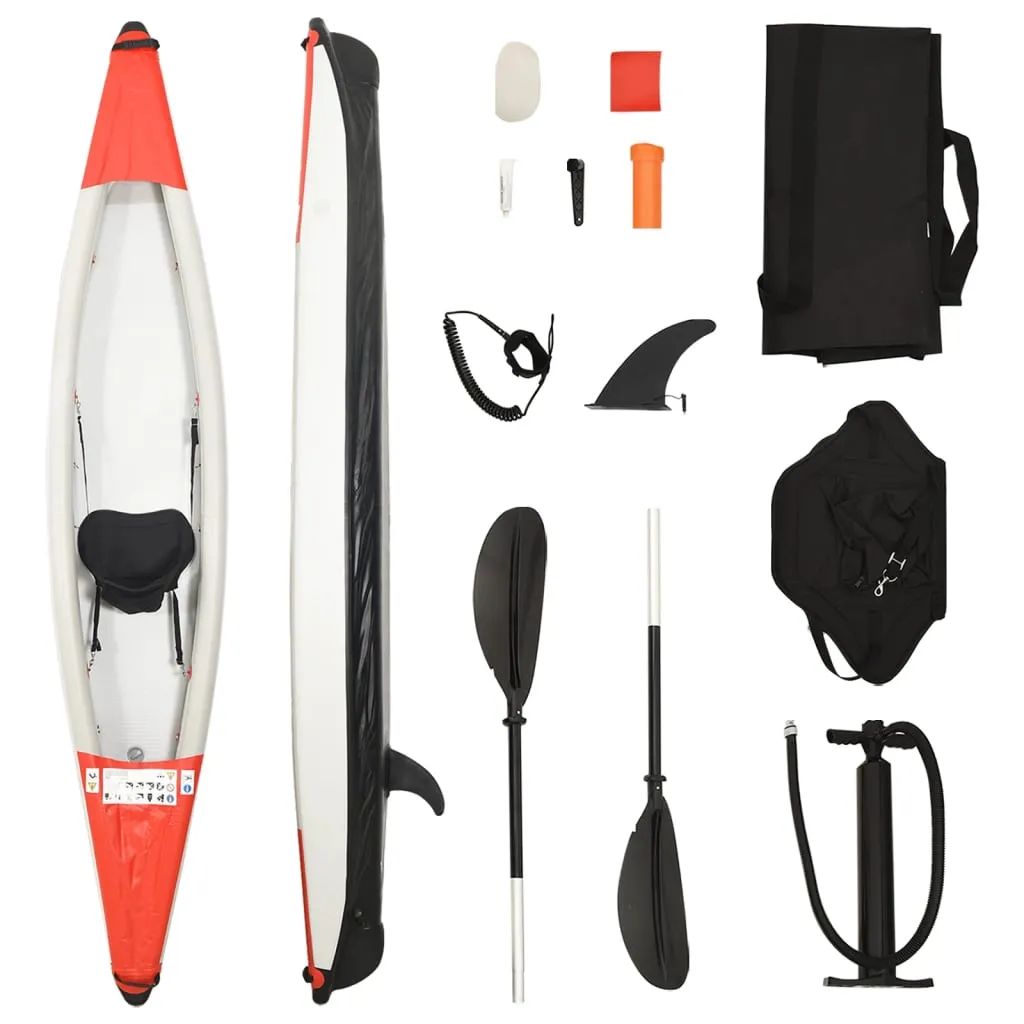 vidaXL Kayak Gonfiabile Rosso 375x72x31 cm in Poliestere