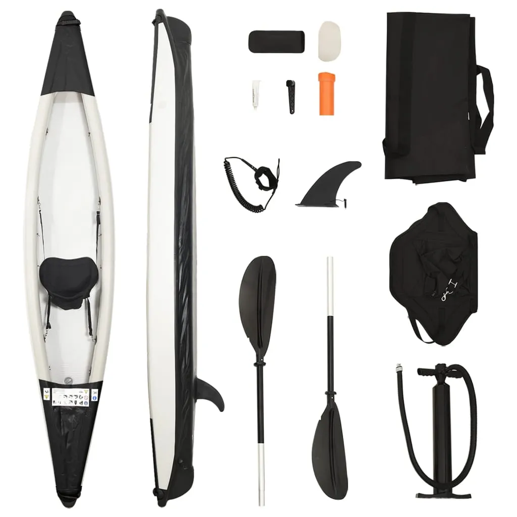 vidaXL Kayak Gonfiabile Nero 375x72x31 cm in Poliestere