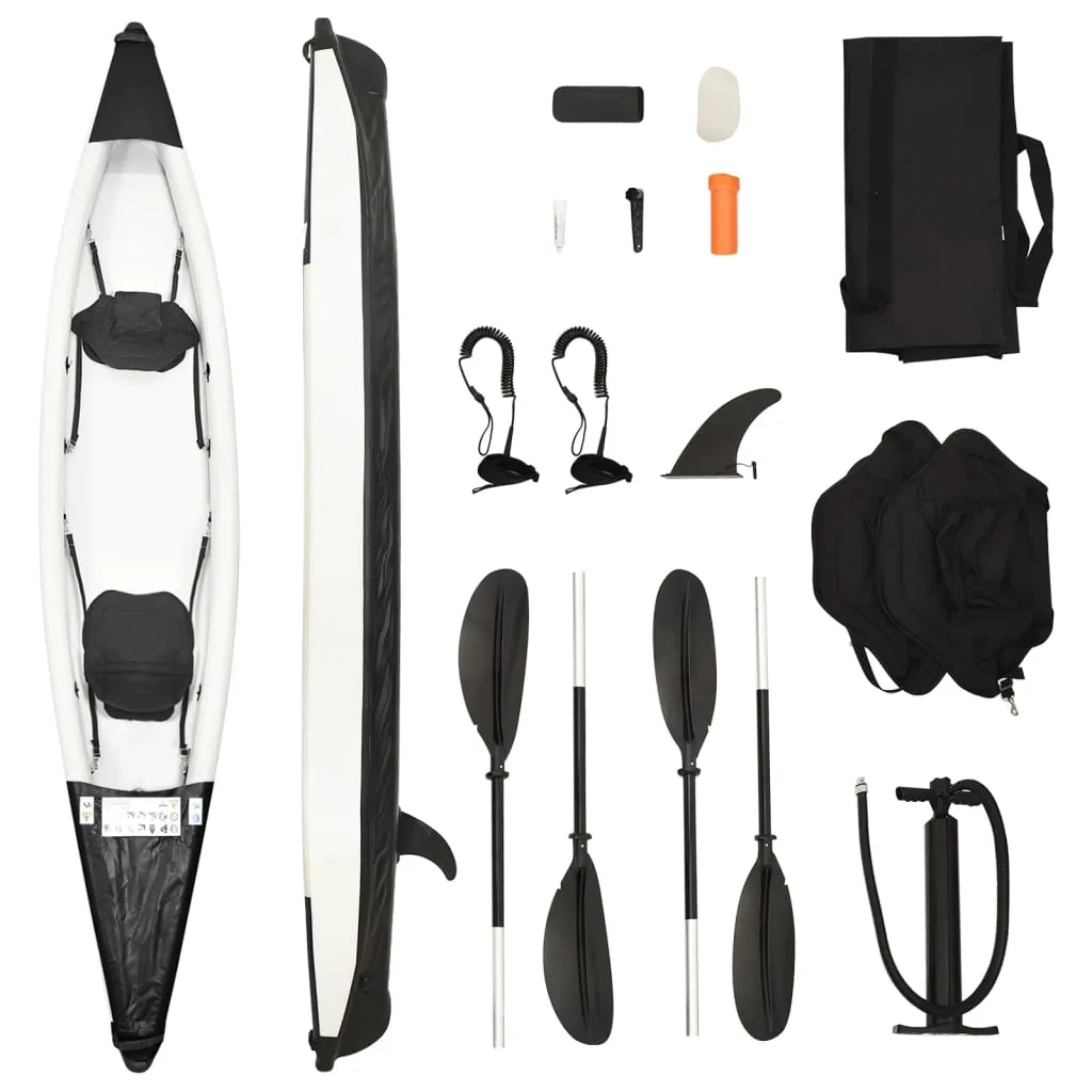 vidaXL Kayak Gonfiabile Nero 424x81x31 cm in Poliestere