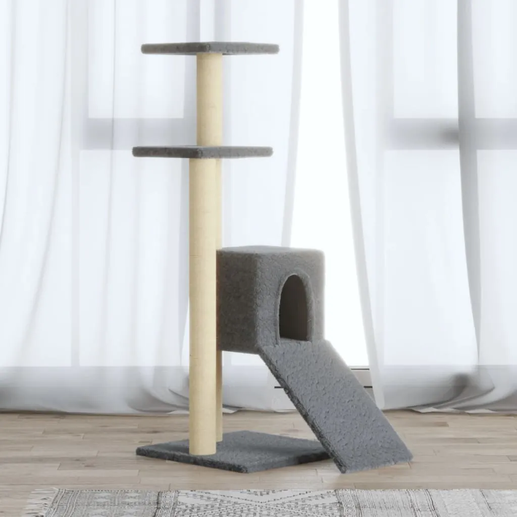 vidaXL Albero per Gatti con Tiragraffi in Sisal Grigio Chiaro 92 cm