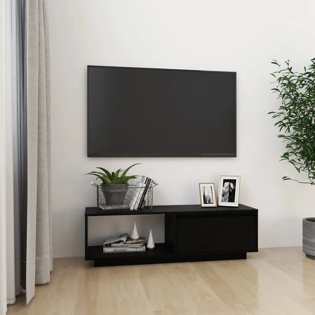 vidaXL Mobile Porta TV Nero 110x30x33,5 cm in Legno Massello di Pino