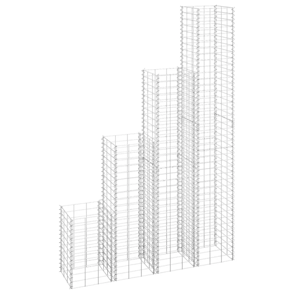 vidaXL Fioriere Rialzate Gabbione 4 pz 30x30x50/100/150/200 cm Ferro