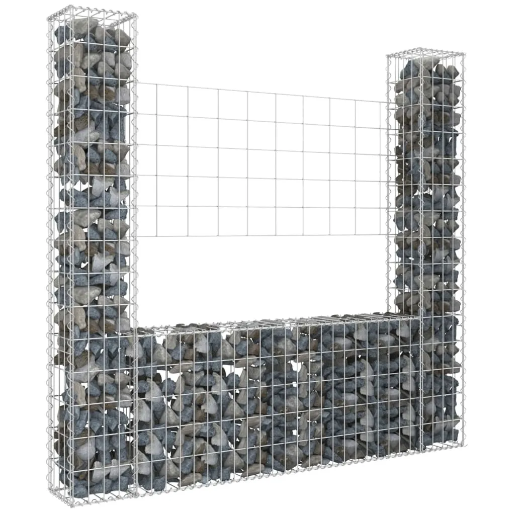 vidaXL Gabbione a U con 2 Pali in Ferro 140x20x150 cm