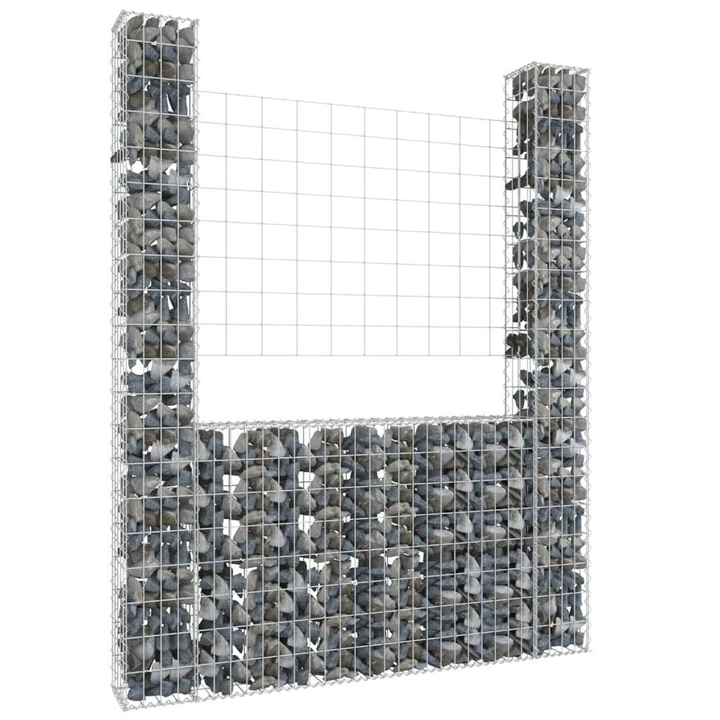 vidaXL Gabbione a U con 2 Pali in Ferro 140x20x200 cm