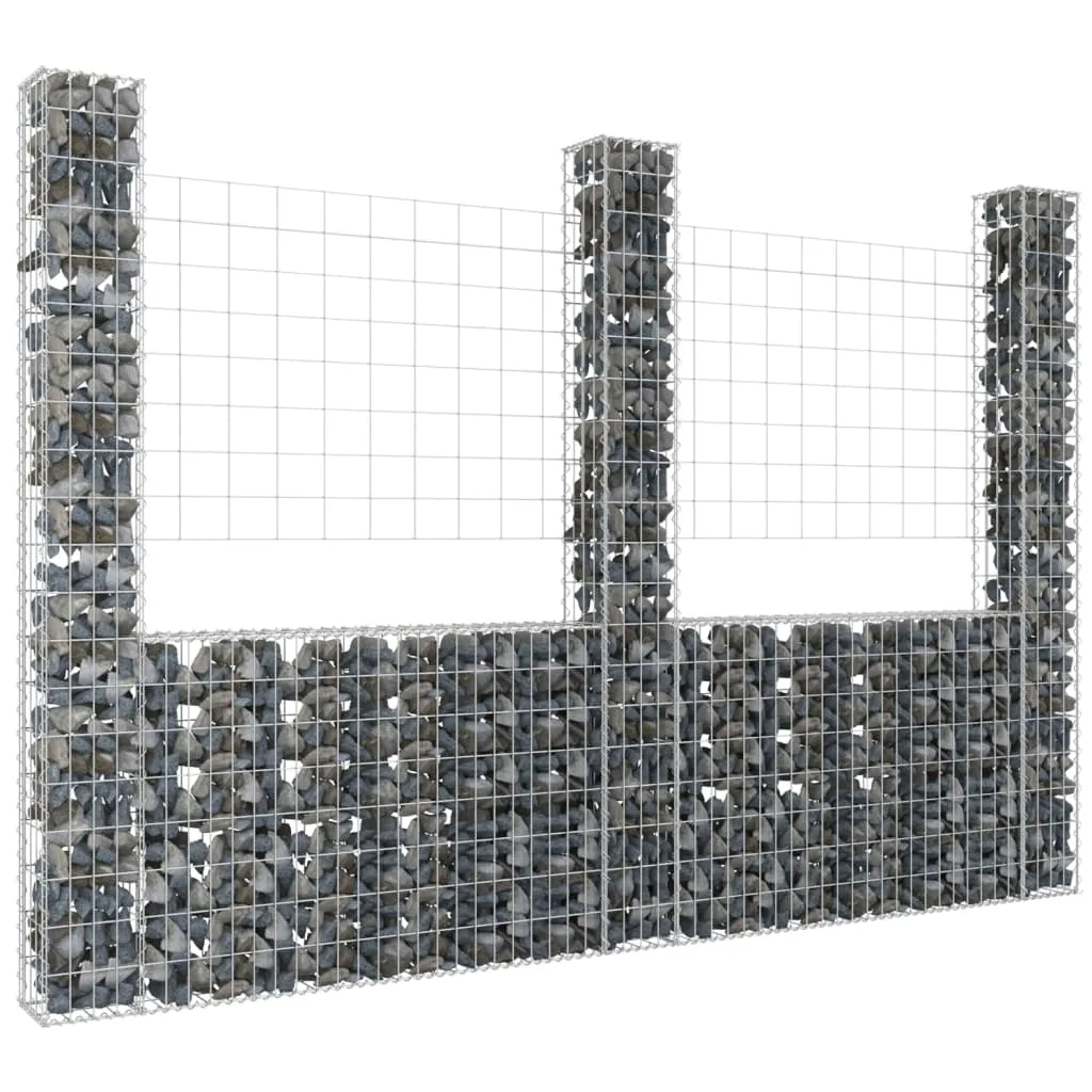 vidaXL Gabbione a U con 3 Pali in Ferro 260x20x200 cm