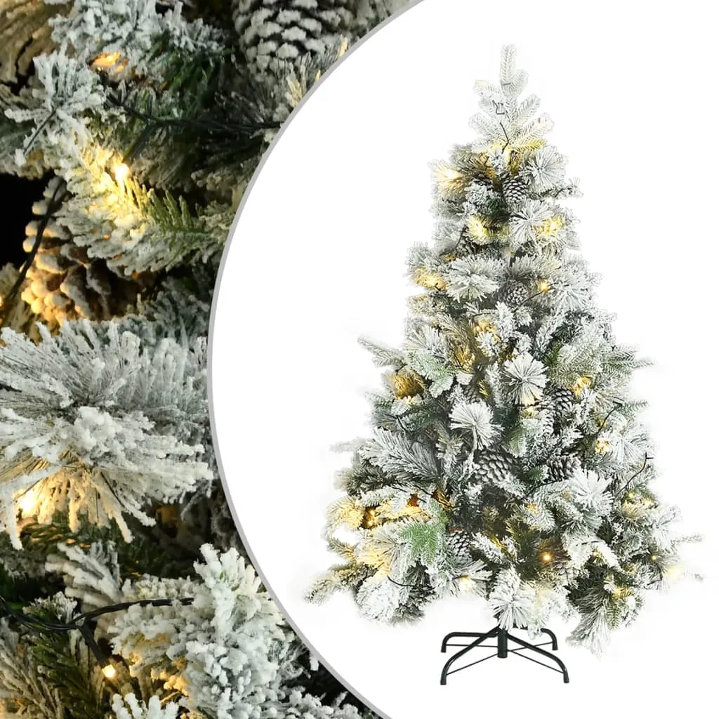 vidaXL Albero di Natale Innevato Preilluminato Pigne 150cm in PVC e PE