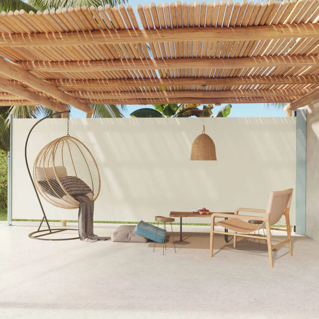 vidaXL Tenda da Sole Laterale Retrattile per Patio 200x600 cm Crema