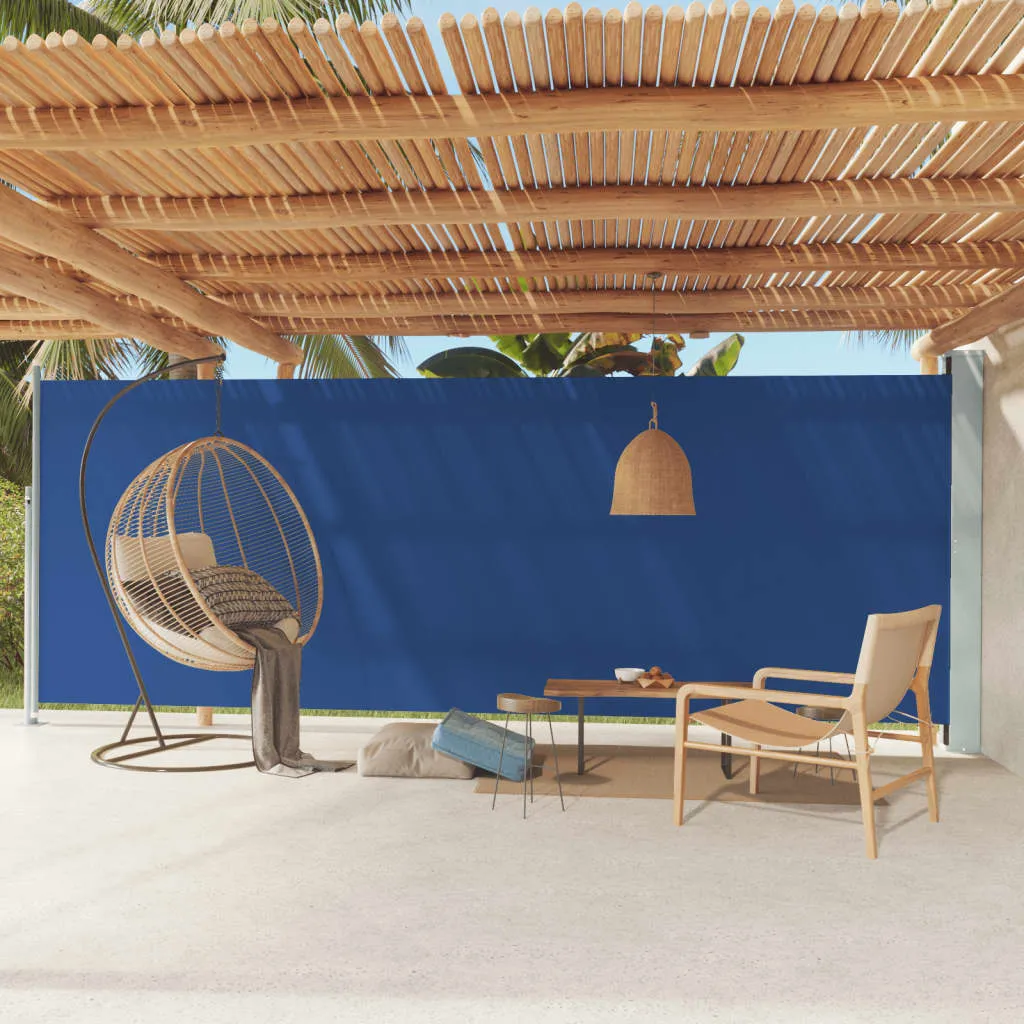 vidaXL Tenda da Sole Laterale Retrattile per Patio 200x600 cm Blu