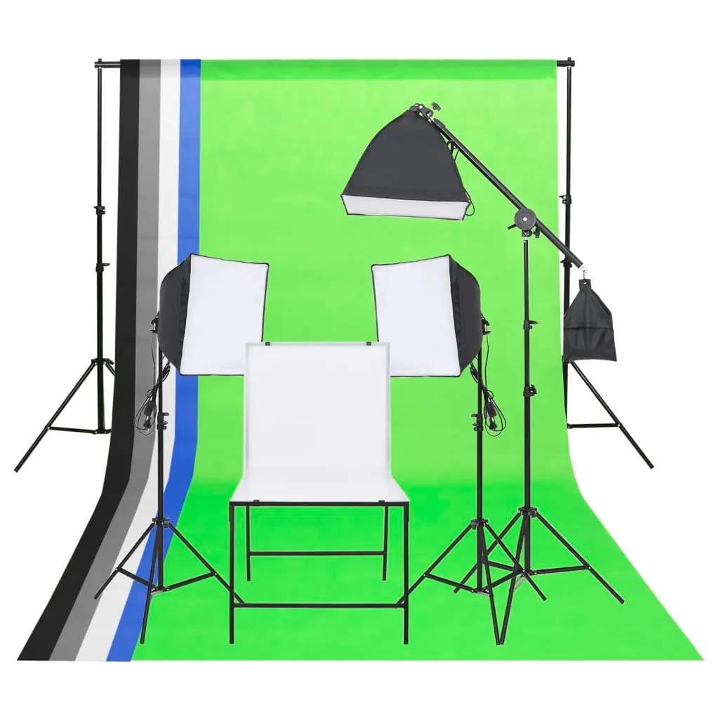 vidaXL Kit di Illuminazione per Studio Fotografico e Tavolo da Ripresa