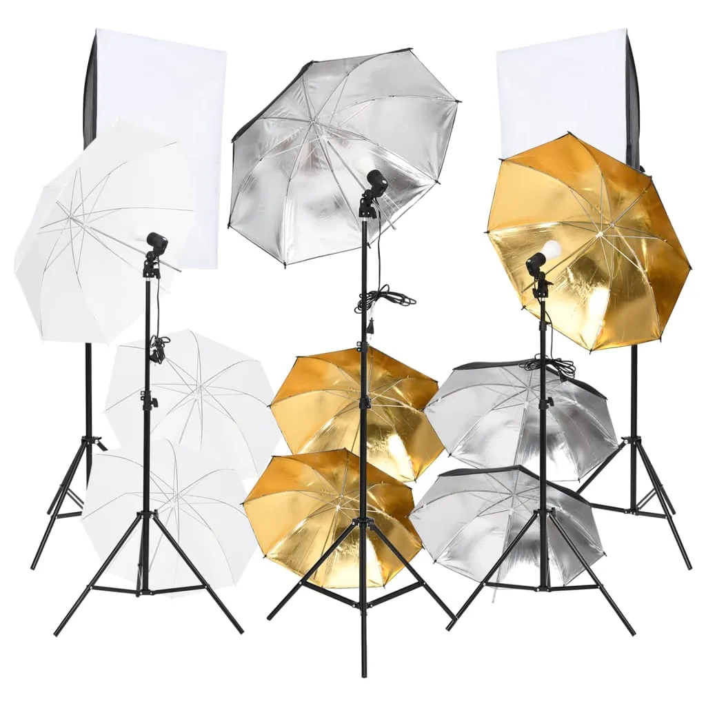 vidaXL Kit per Studio Fotografico 9 pz con Set di Luci e Softbox