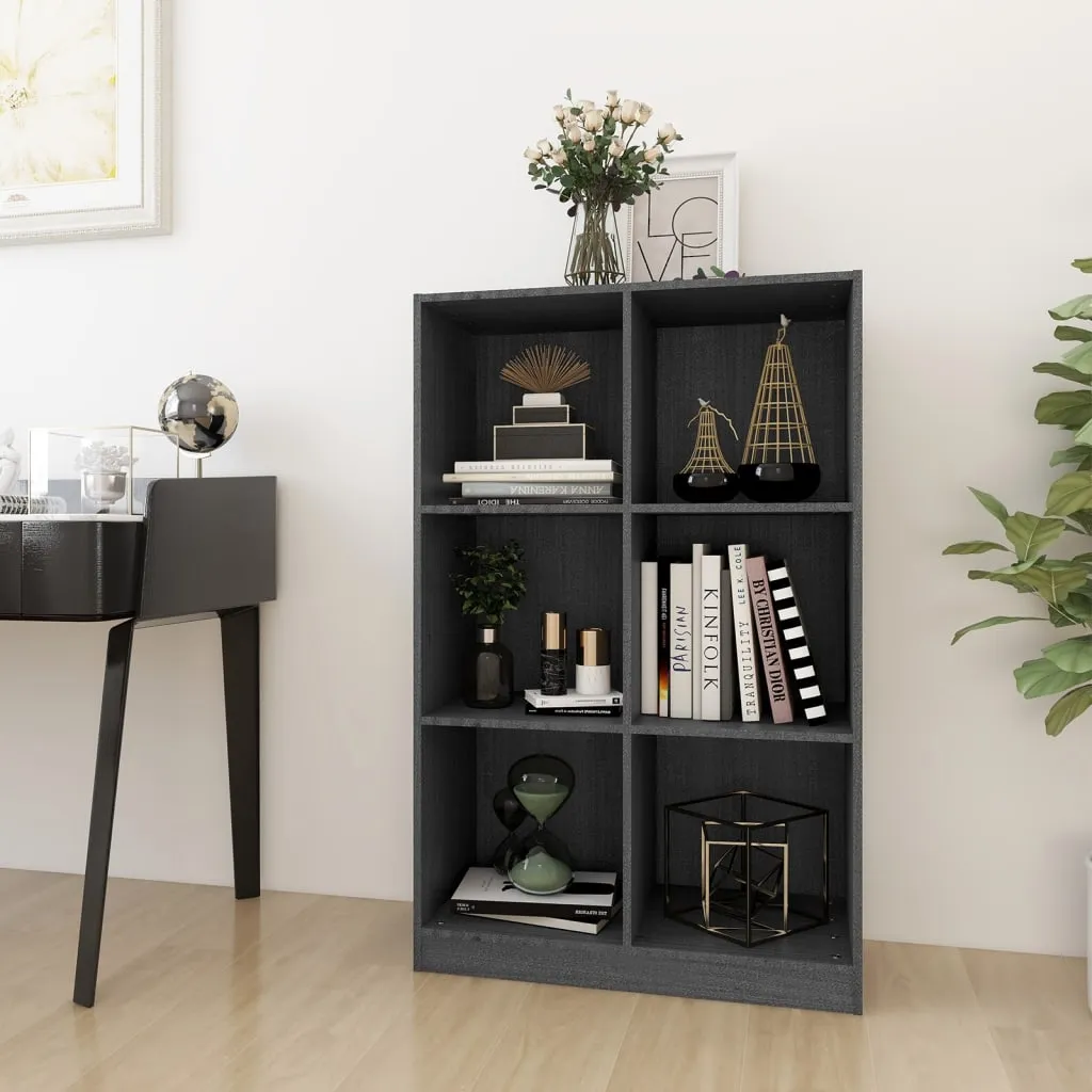 vidaXL Libreria Grigia 70x33x110 cm in Legno Massello di Pino