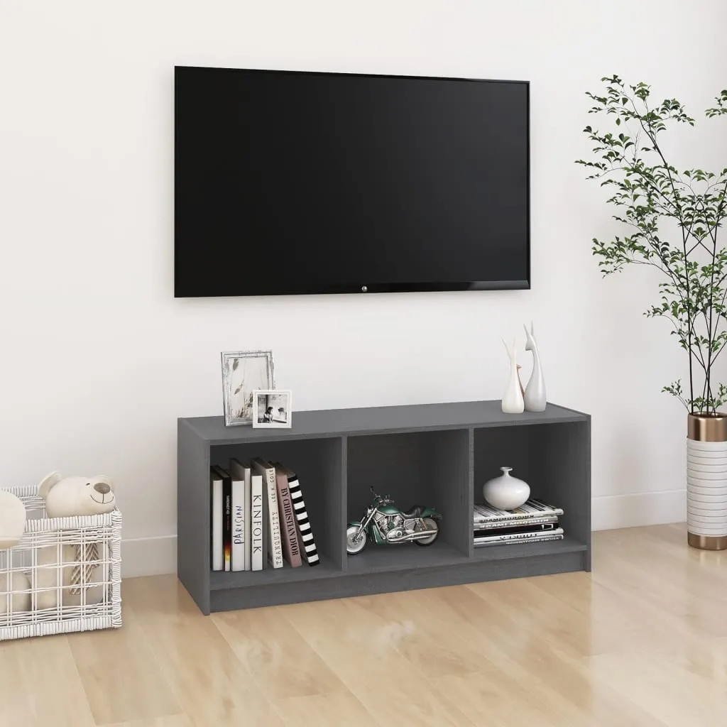 vidaXL Mobile Porta TV Grigio 104x33x41 cm in Legno Massello di Pino