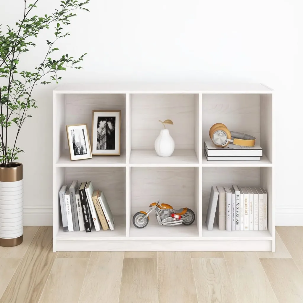 vidaXL Libreria Bianca 104x33x76 cm in Legno Massello di Pino