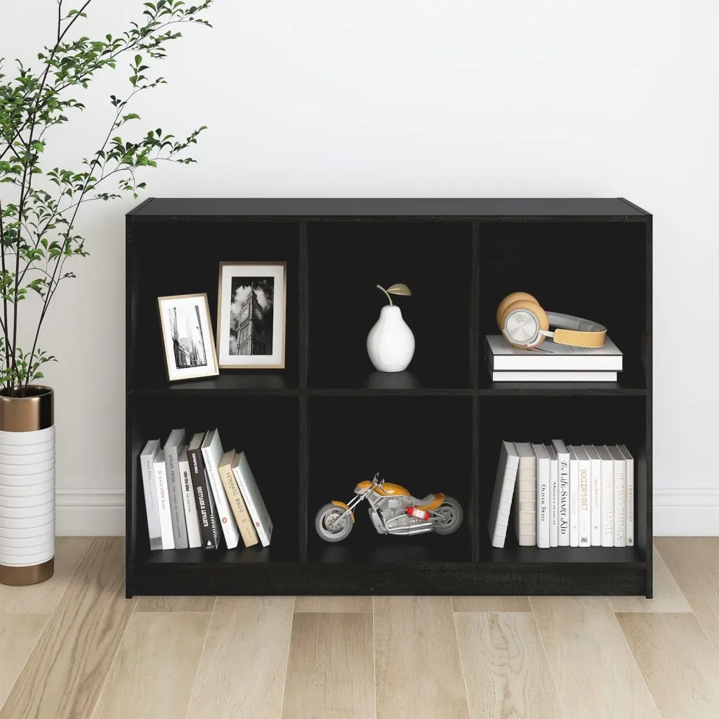 vidaXL Libreria Nera 104x33x76 cm in Legno Massello di Pino