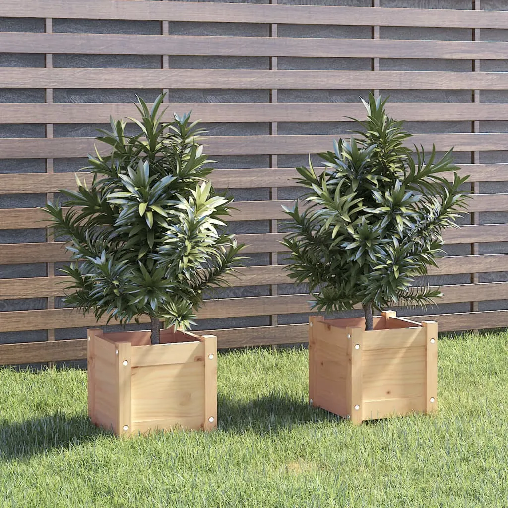 vidaXL Fioriere da Giardino 2 pz 31x31x31 cm in Legno Massello di Pino