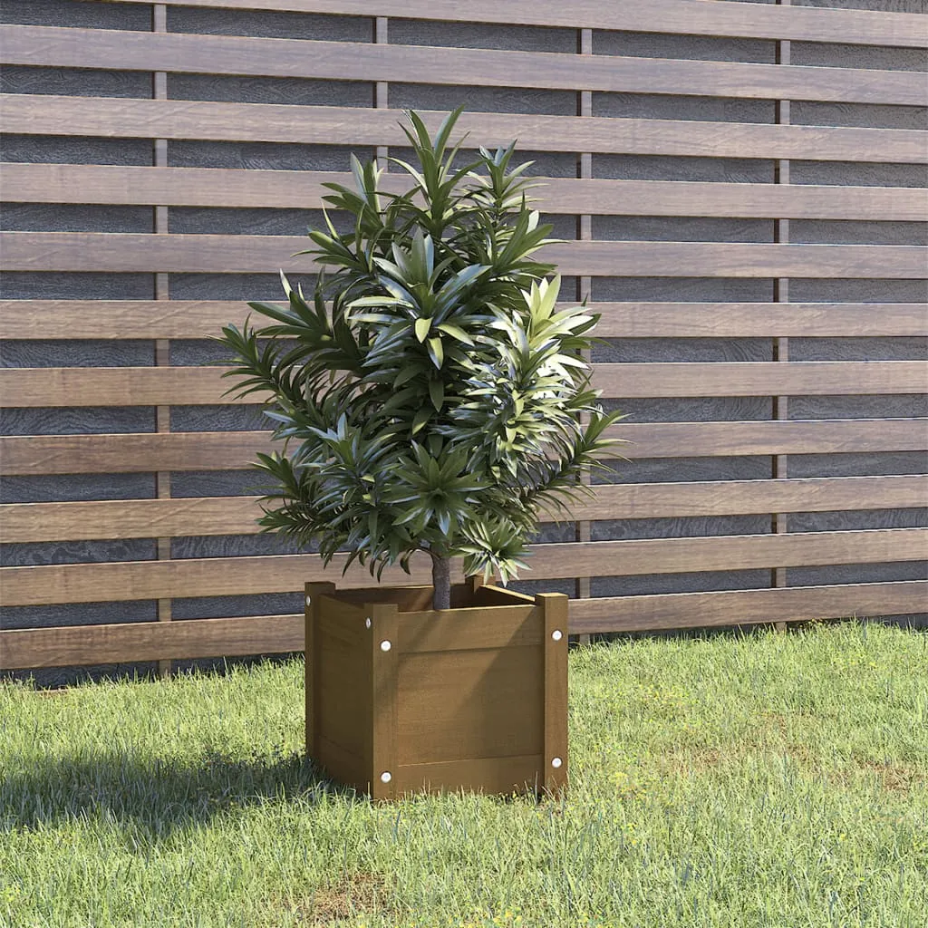 vidaXL Fioriera da Giardino Miele 31x31x31 cm Legno Massello di Pino