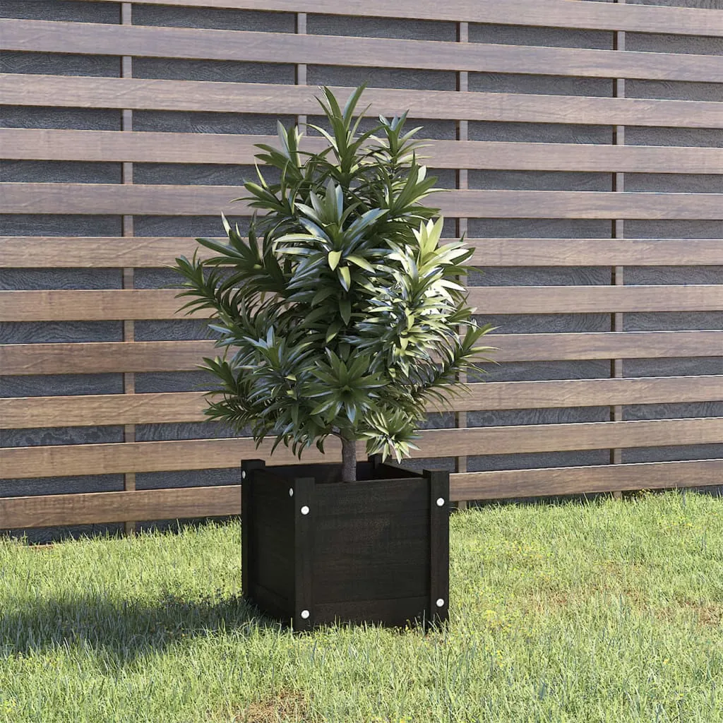 vidaXL Fioriera da Giardino Nera 31x31x31 cm Legno Massello di Pino