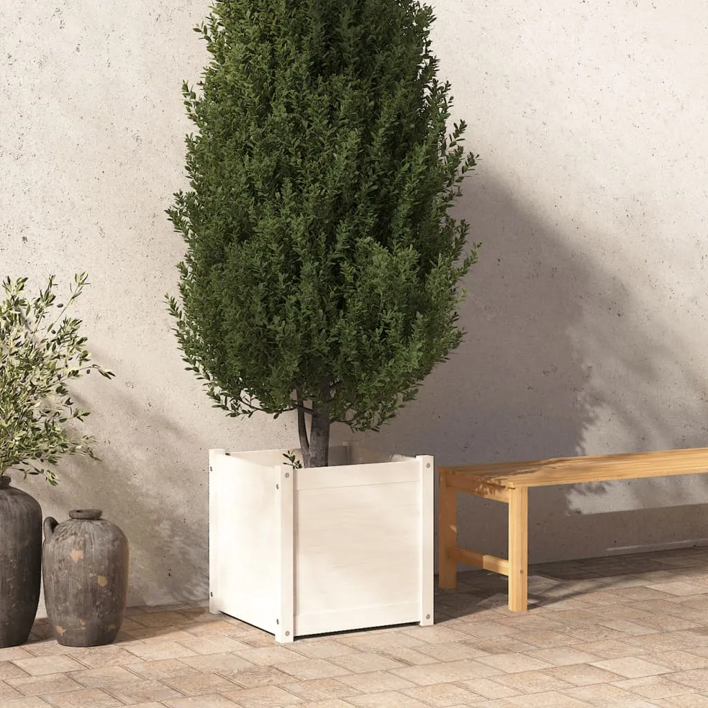 vidaXL Fioriera da Giardino Bianca 50x50x50 cm Legno Massello di Pino