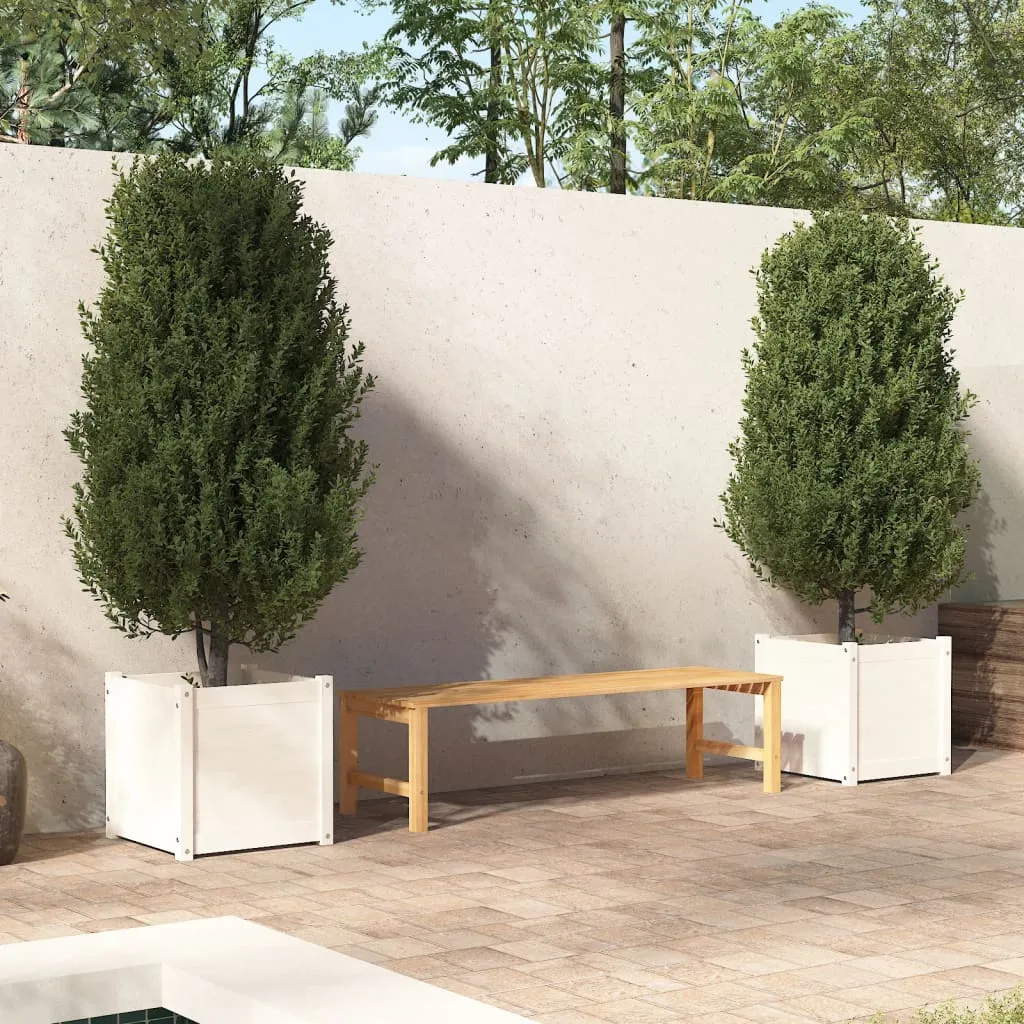 vidaXL Fioriere da Giardino 2 pz Bianche 50x50x50 cm in Legno di Pino