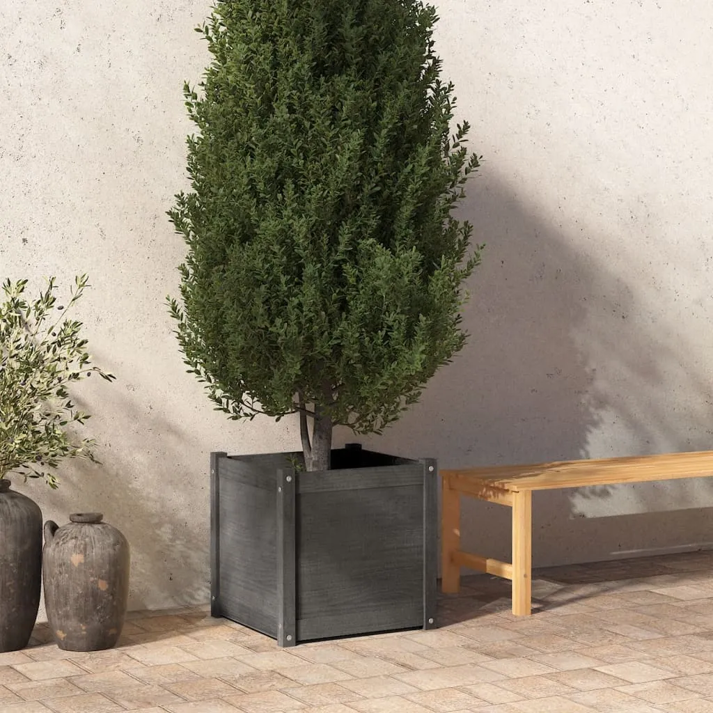 vidaXL Fioriera da Giardino Grigia 50x50x50 cm Legno Massello di Pino