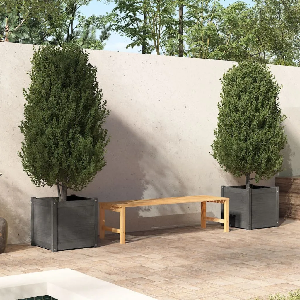 vidaXL Fioriere da Giardino 2 pz Grigie 50x50x50 cm in Legno di Pino