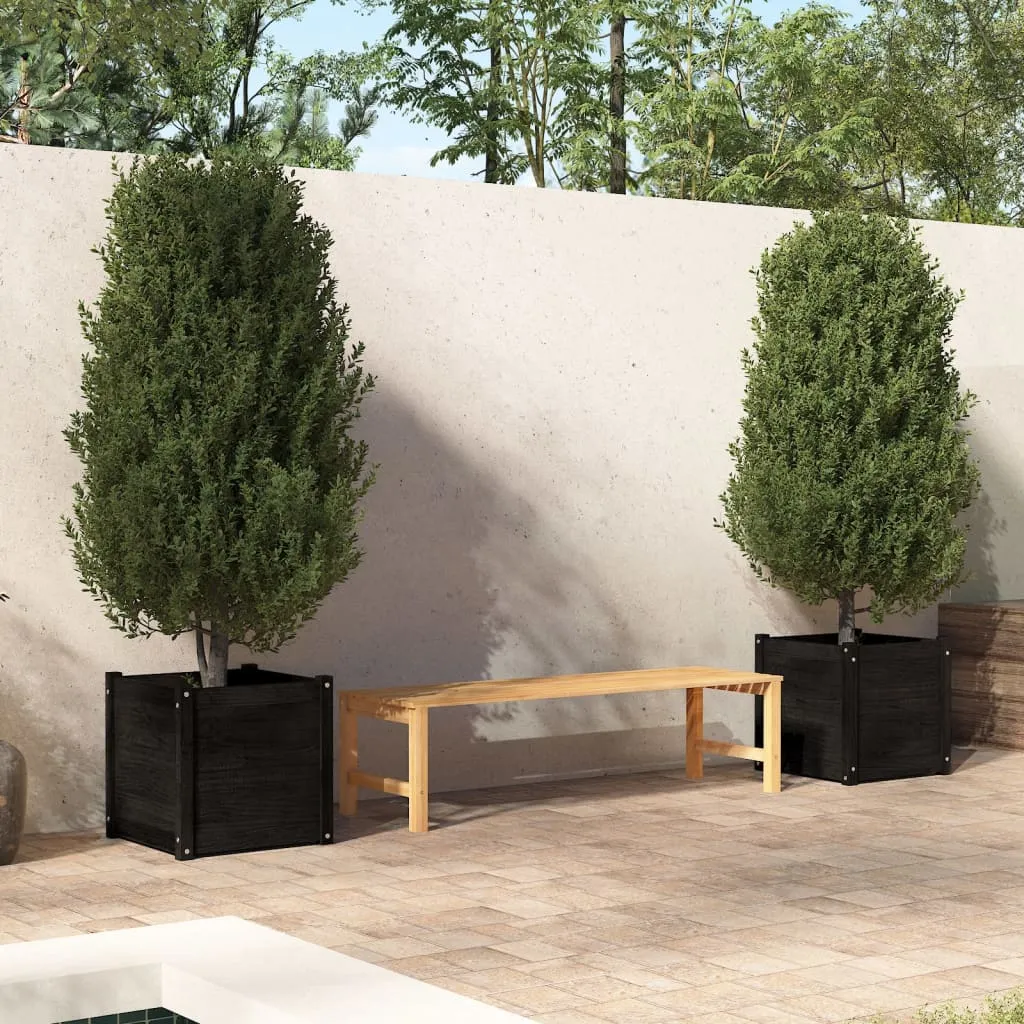 vidaXL Fioriere da Giardino 2 pz Nere 50x50x50 cm in Massello di Pino