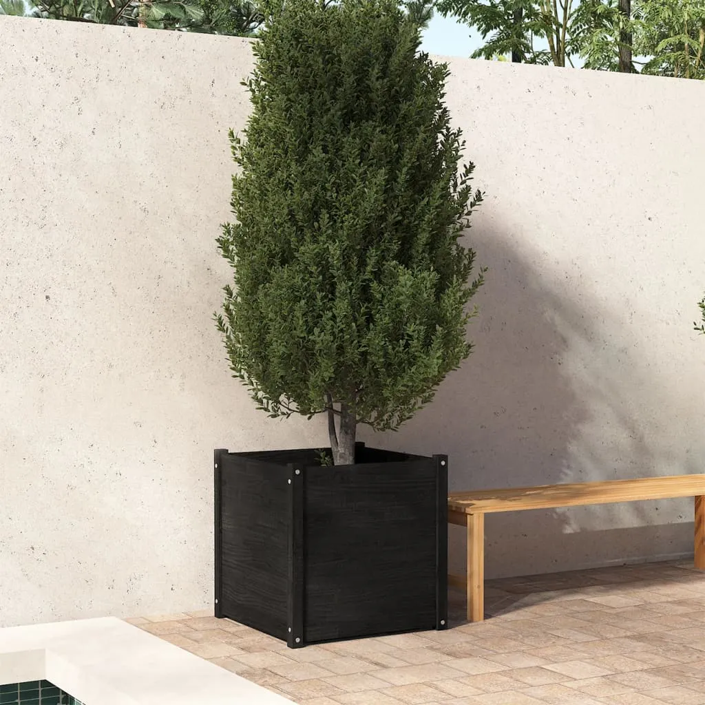 vidaXL Fioriera da Giardino Nera 60x60x60 cm in Legno Massello di Pino