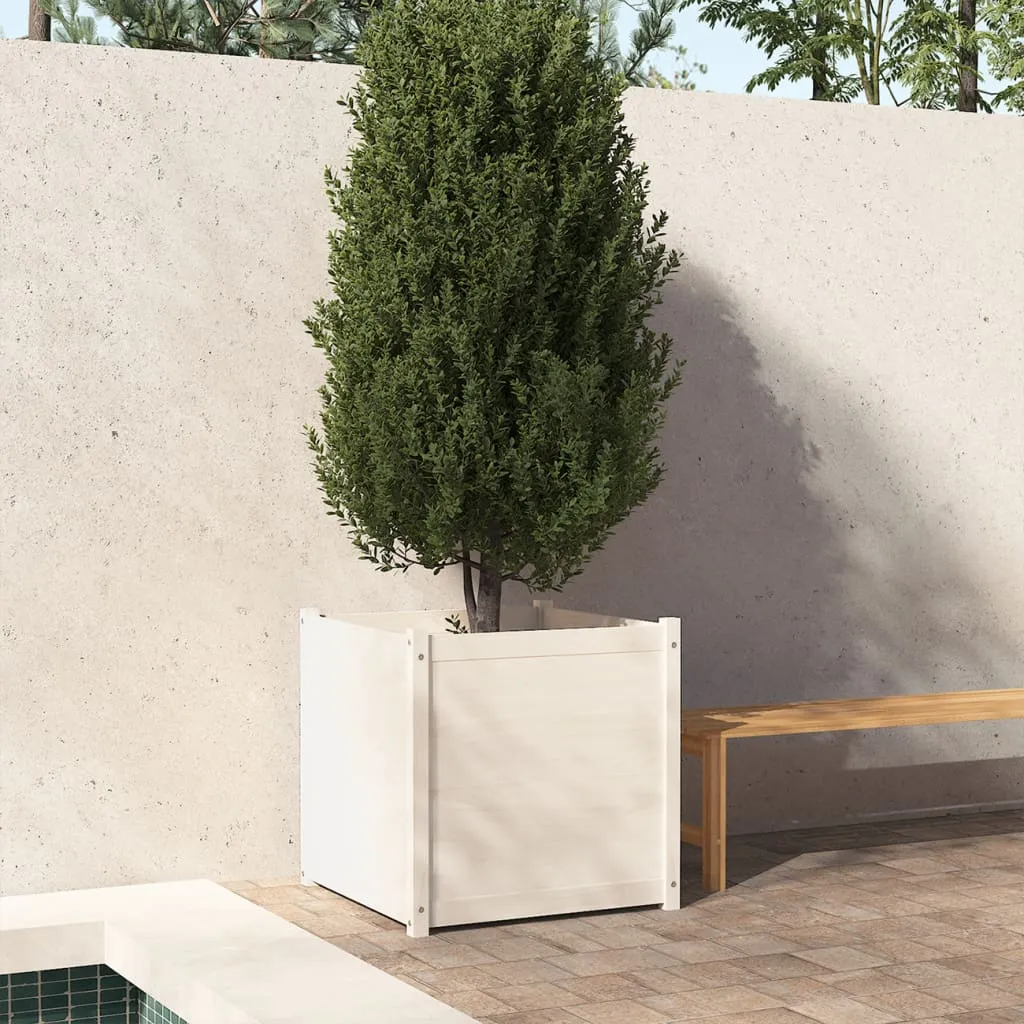 vidaXL Fioriera da Giardino Bianca 70x70x70 cm Legno Massello di Pino