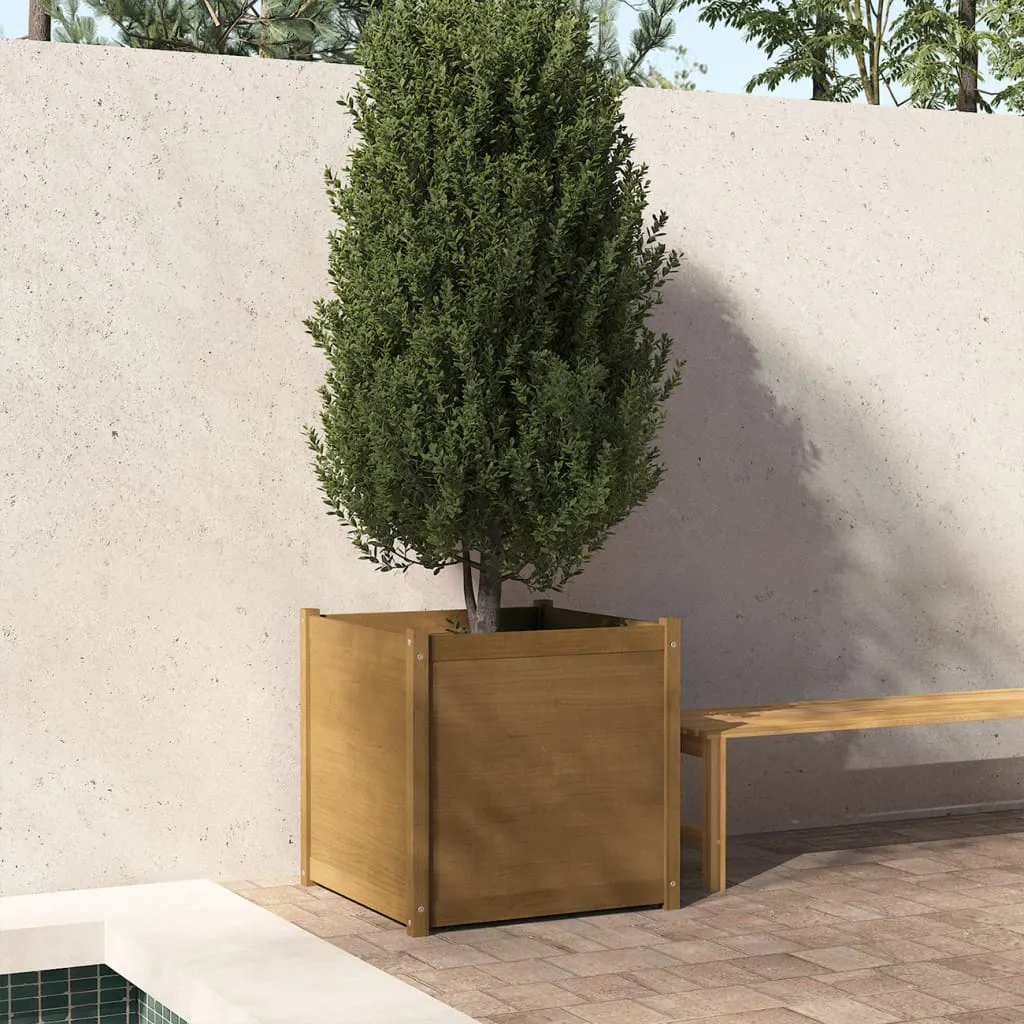 vidaXL Fioriera da Giardino Miele 70x70x70 cm in Massello di Pino