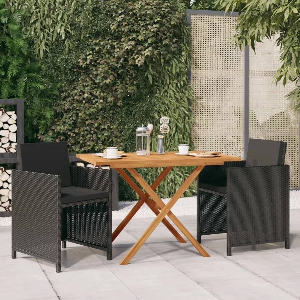 vidaXL Set da Pranzo per Giardino 3 pz con Cuscini Nero