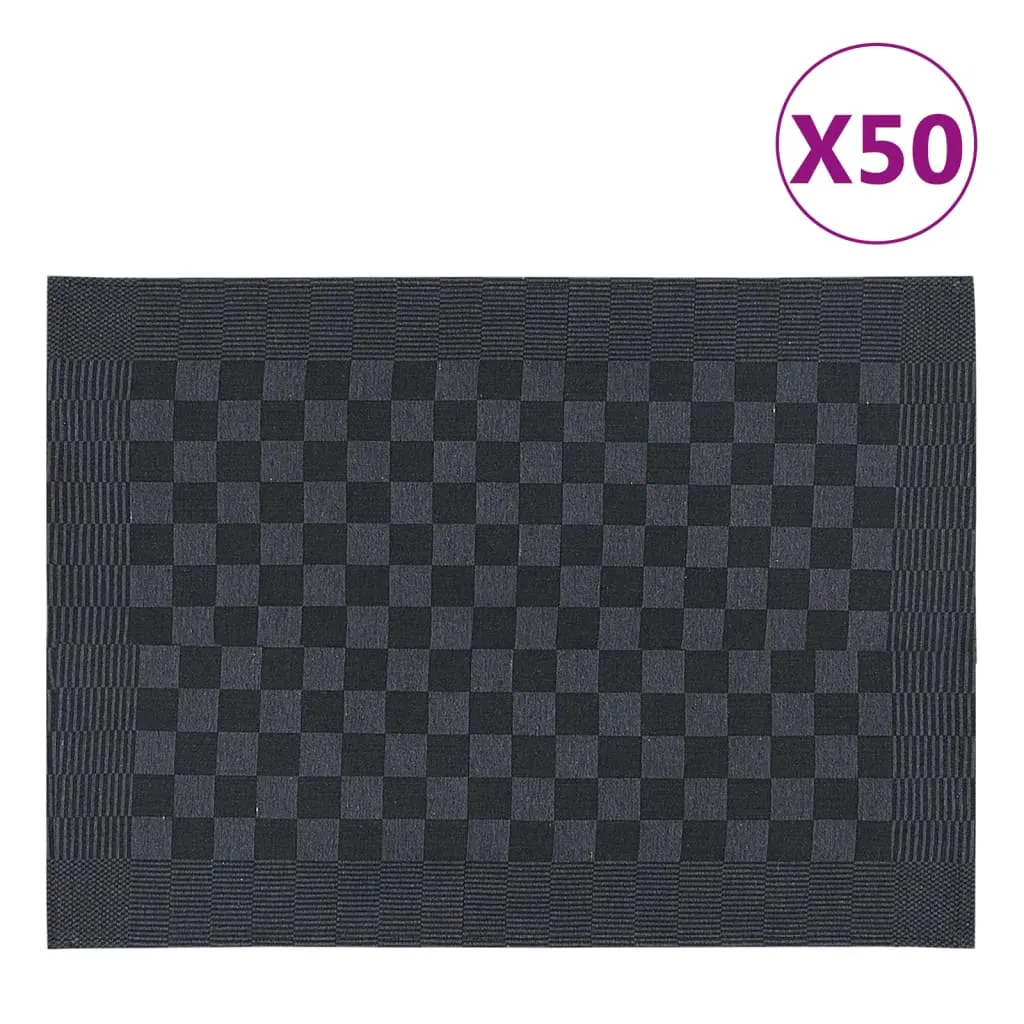 vidaXL Strofinacci da Cucina 50 pz Neri e Grigi 50x70 cm in Cotone