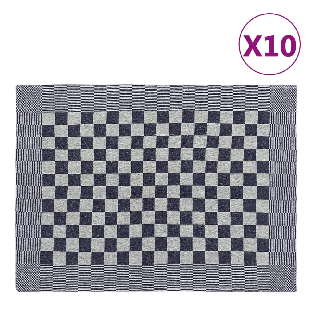 vidaXL Strofinacci da Cucina 10 pz Blu e Bianchi 50x70 cm in Cotone