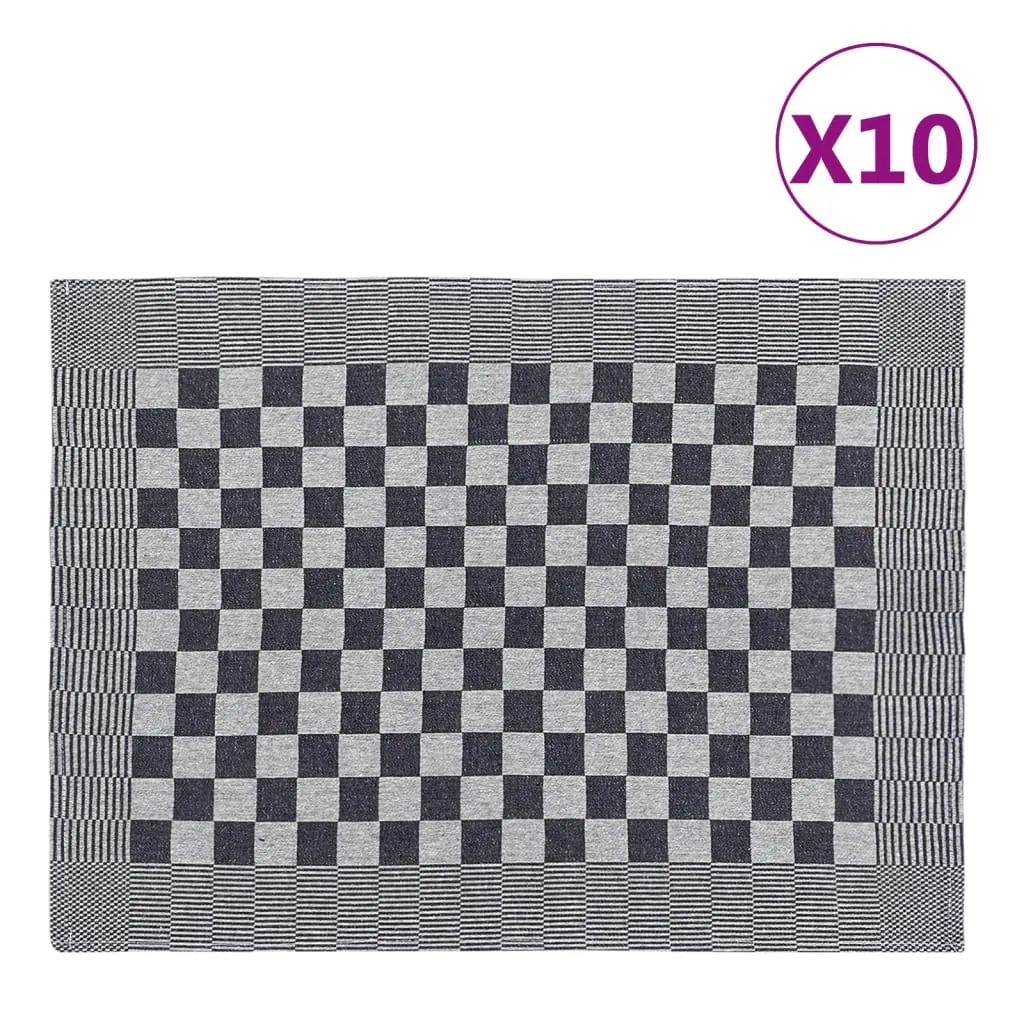 vidaXL Strofinacci da Cucina 10 pz Neri e Bianchi 50x70 cm in Cotone