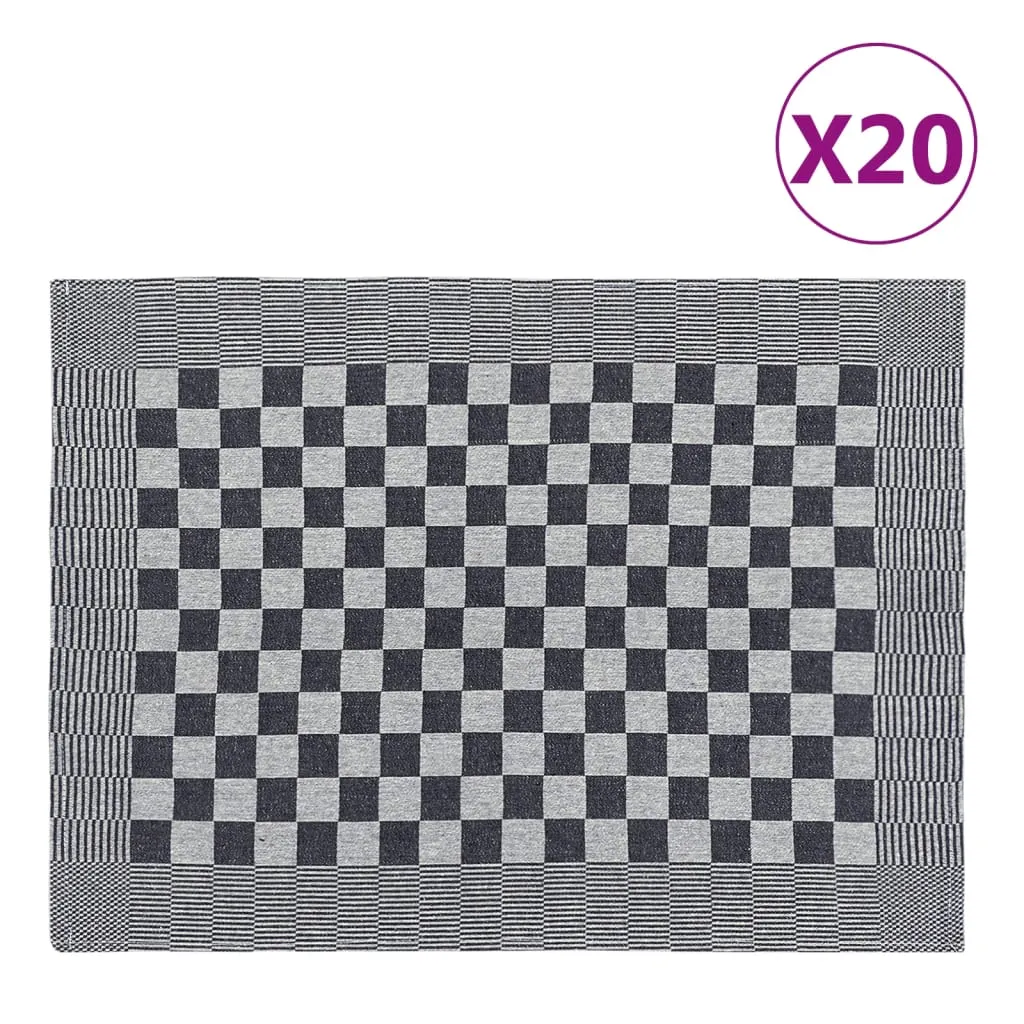 vidaXL Strofinacci da Cucina 20 pz Neri e Bianchi 50x70 cm in Cotone