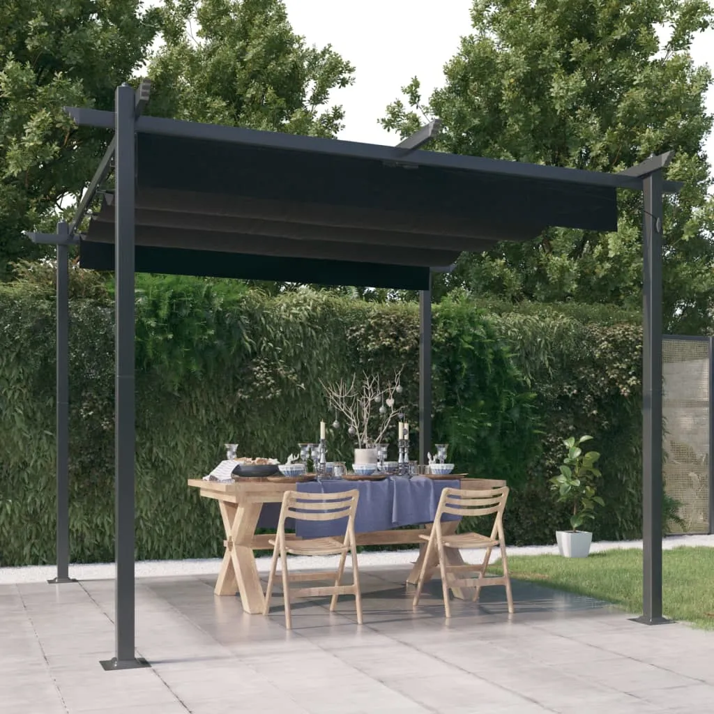 vidaXL Pergola da Giardino con Tetto Retrattile 3x3 m Antracite