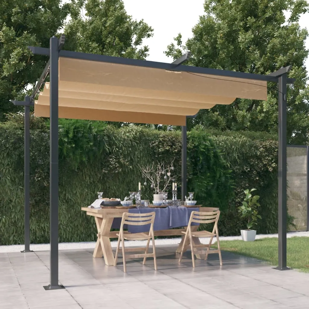 vidaXL Pergola da Giardino con Tetto Retrattile 3x3 m Tortora