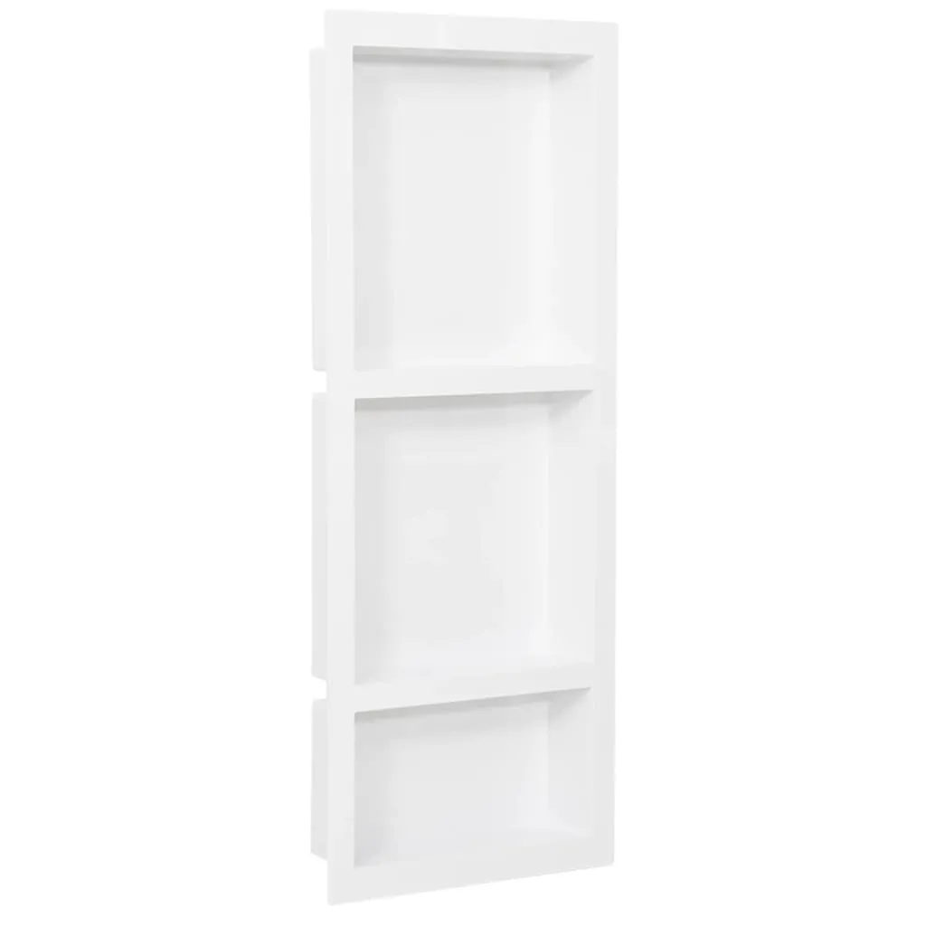 vidaXL Nicchia da Doccia con 3 Scomparti Bianco Opaco 41x99x9 cm