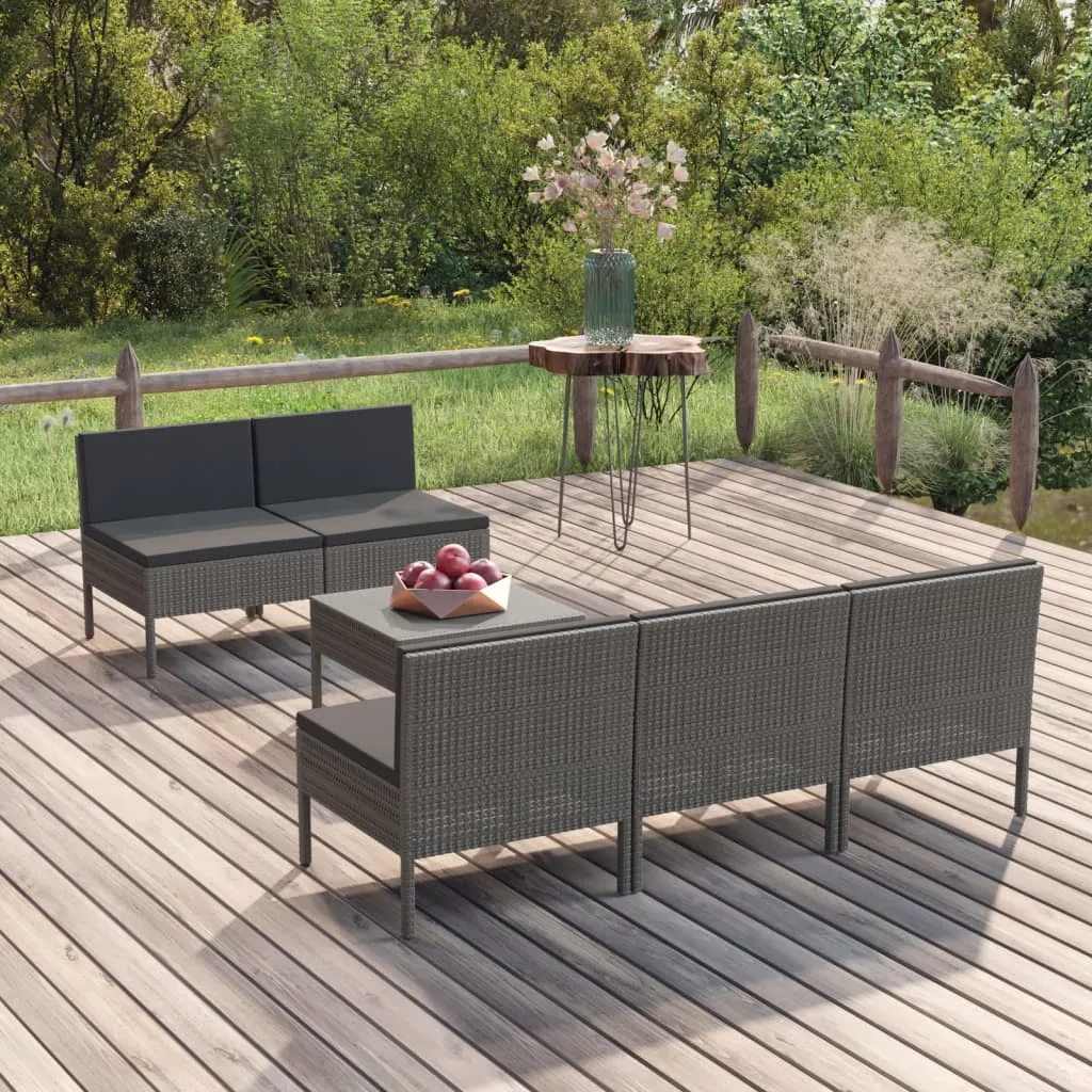 vidaXL Set Divani da Giardino 9 pz con Cuscini in Polyrattan Grigio