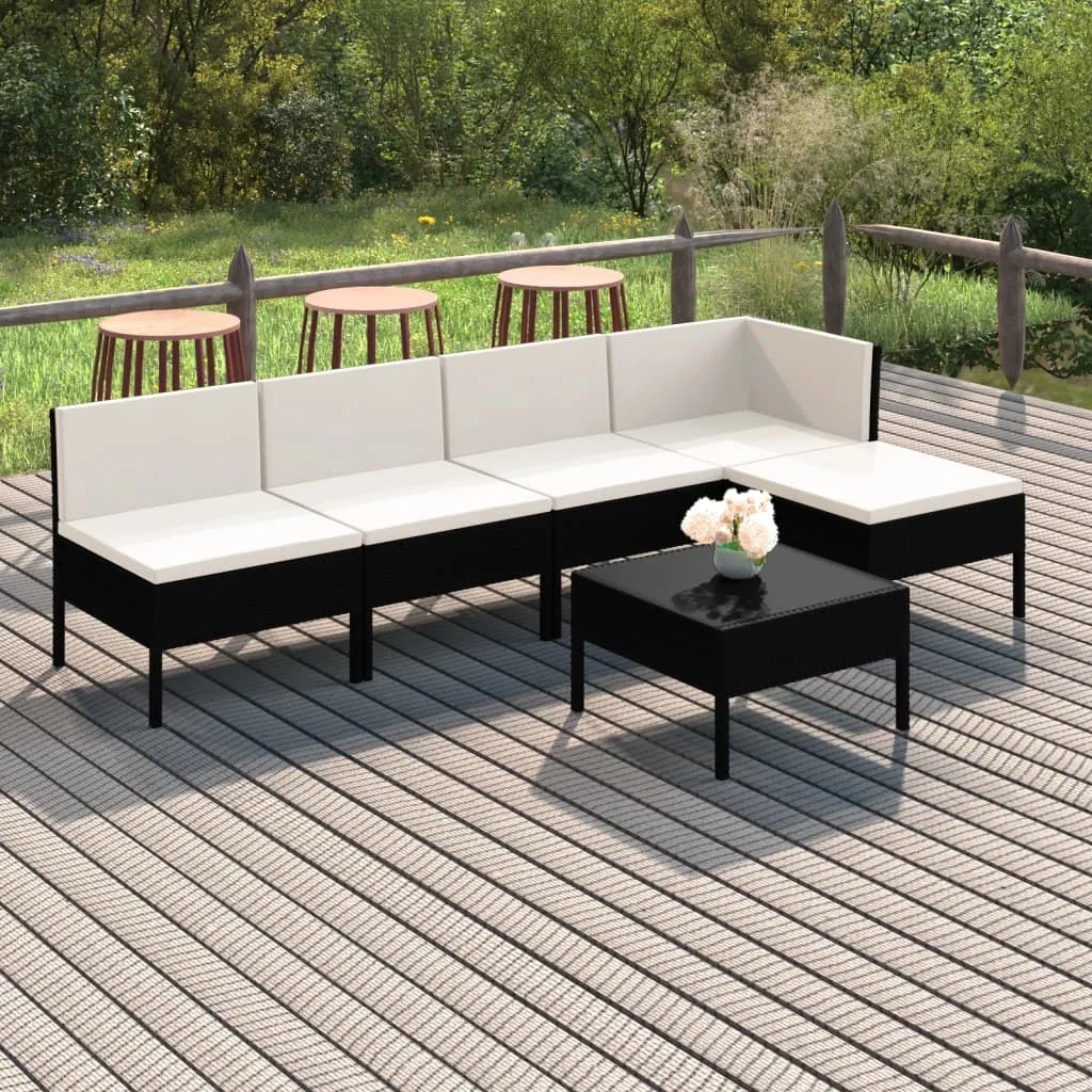 vidaXL Set Divani da Giardino 6 pz con Cuscini in Polyrattan Nero