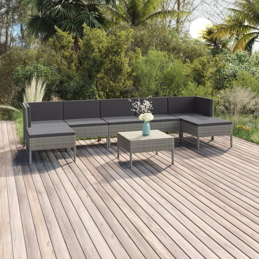 vidaXL Set Divani da Giardino 8 pz con Cuscini in Polyrattan Grigio