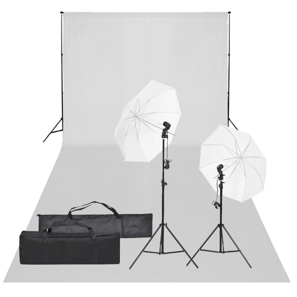 vidaXL Kit per Studio Fotografico con Set di Luci e Fondale